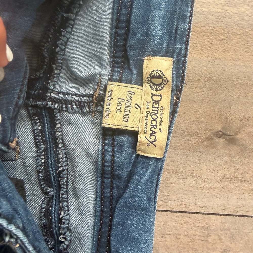 Democracy Denim Flare Jeans in Medium Blue Wash - Picture 5 of 15